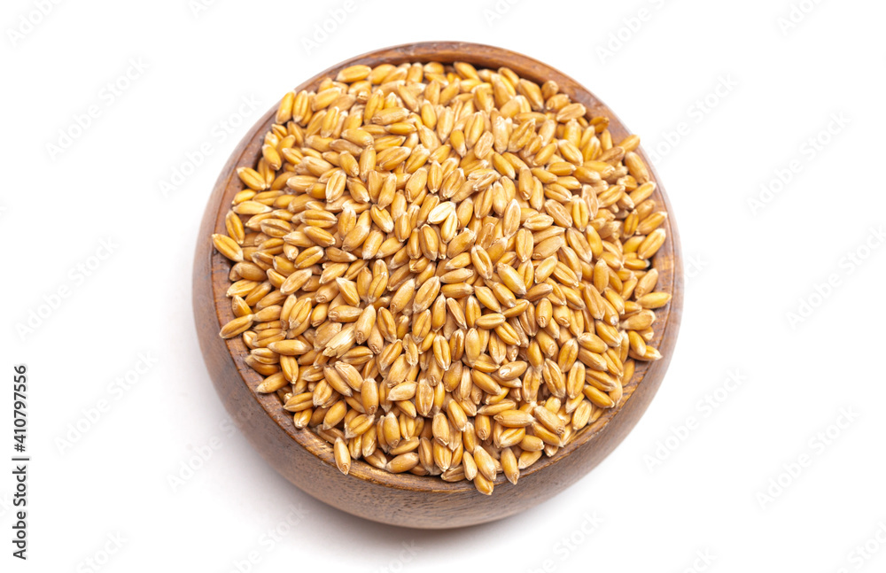 A Bowl of Spelt Grain on a White Background