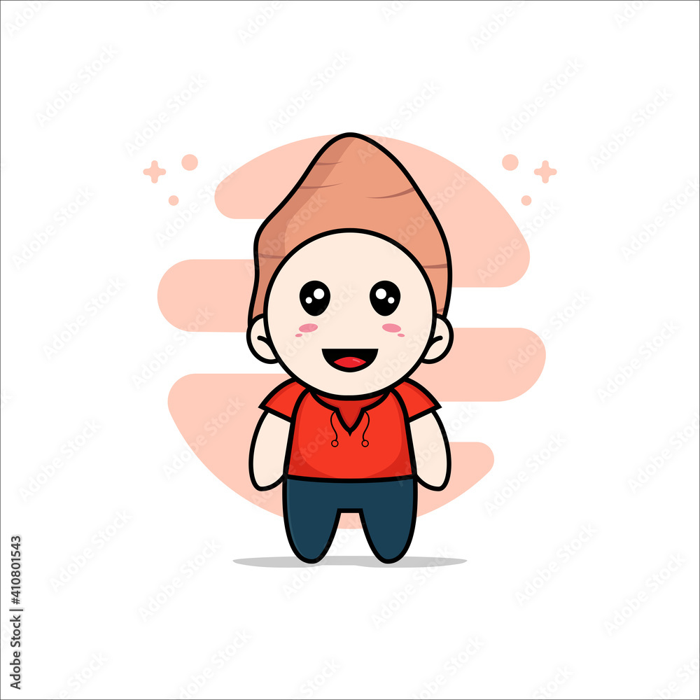Obraz premium Cute kids character wearing yam costume