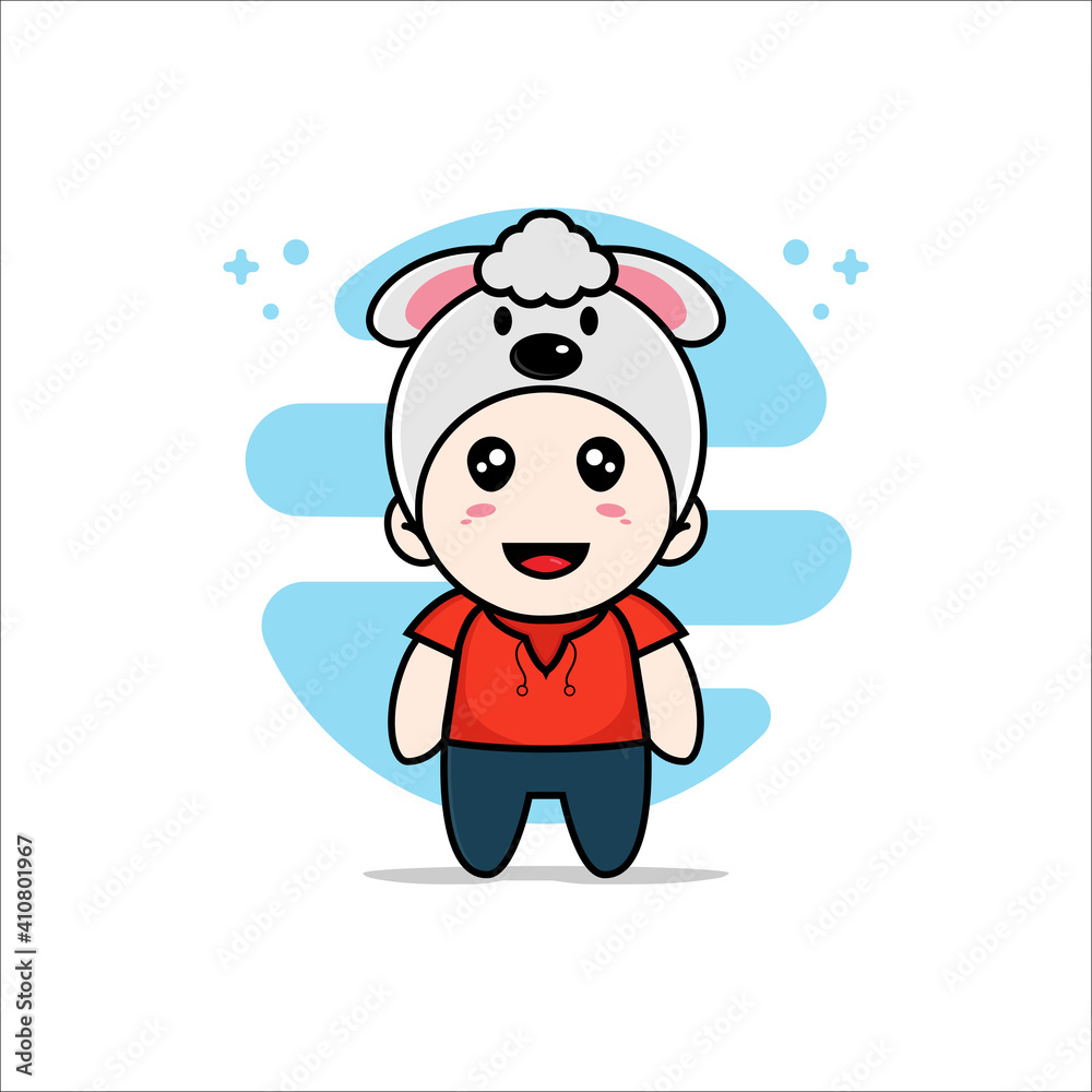 Cute kids character wearing dog costume. Cute kids character wearing dog costume.