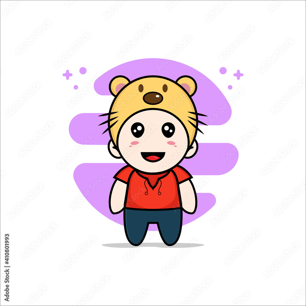 Cute kids character wearing beaver costume. Cute kids character wearing beaver costume.