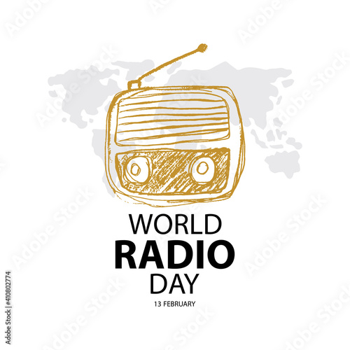 World radio day  poster concept. February 13.