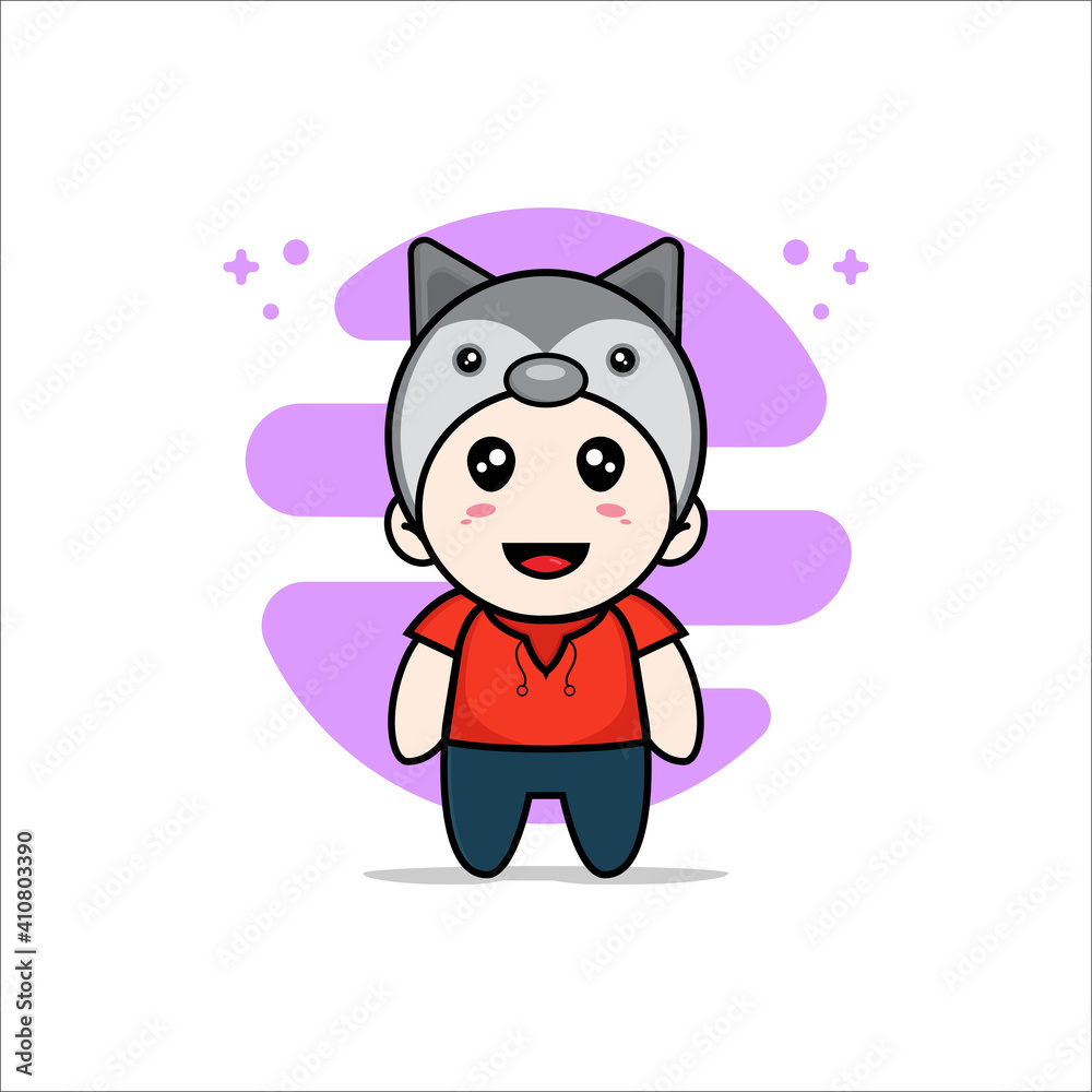 Obraz premium Cute kids character wearing fox costume.