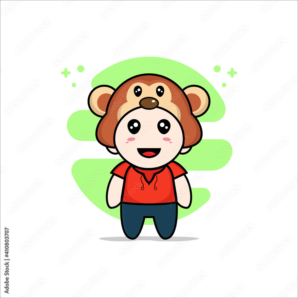 Cute kids character wearing monkey costume. Cute kids character wearing monkey costume.