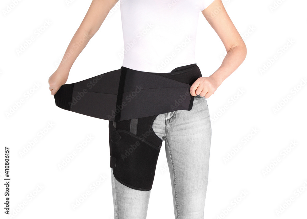 Hip Support Brace. Bandage protector on the hip joint. Medical