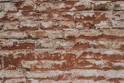 The texture of an old brick wall with natural defects. Scratches, cracks, crevices, chips, dust, roughness, abrasion. Template for design and background.Copy space © Алла Морозова