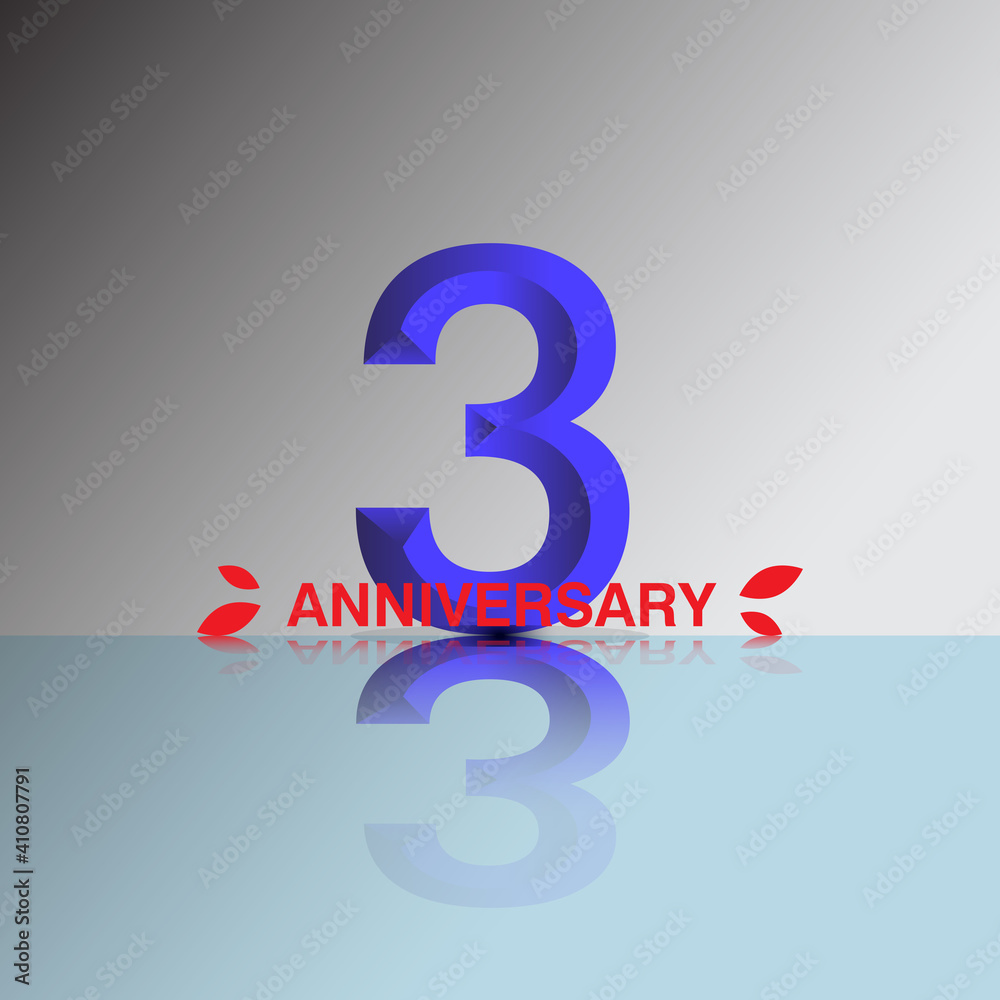 3 Year Anniversary Vector Template Design Illustration
