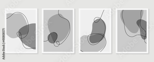 Abstract wall arts vector. Mural wall art. Hand draw organic shape design for wall framed prints, canvas artwork, canvas prints, poster, home decor, cover, wallpaper. Vector illustration.