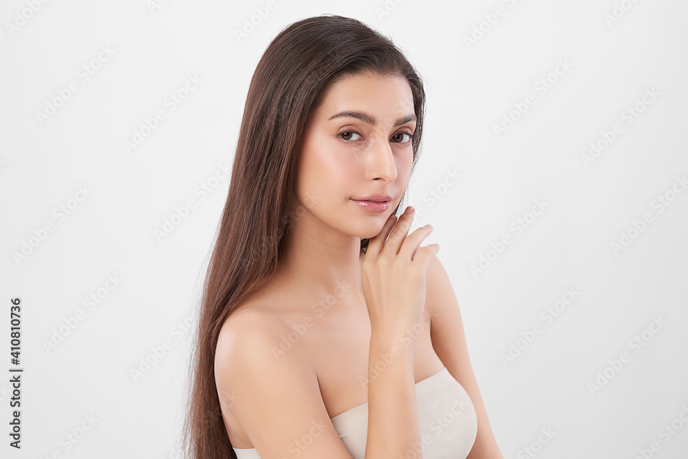 Beautiful young asian woman with clean fresh skin on white background, Face care, Facial treatment, Cosmetology, beauty and spa, Asian women portrait Beautiful young asian woman with clean fresh skin on white background, Face care, Facial treatment, Cosmetology, beauty and spa, Asian women portrait