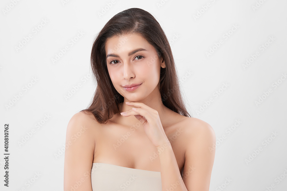 Beautiful young asian woman with clean fresh skin on white background, Face care, Facial treatment, Cosmetology, beauty and spa, Asian women portrait Beautiful young asian woman with clean fresh skin on white background, Face care, Facial treatment, Cosmetology, beauty and spa, Asian women portrait