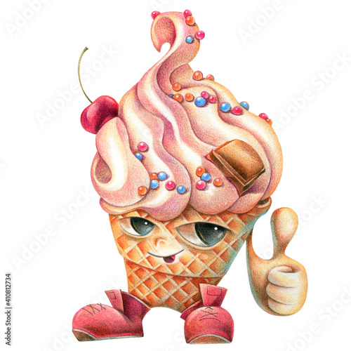 Cute illustration of ice cream photo