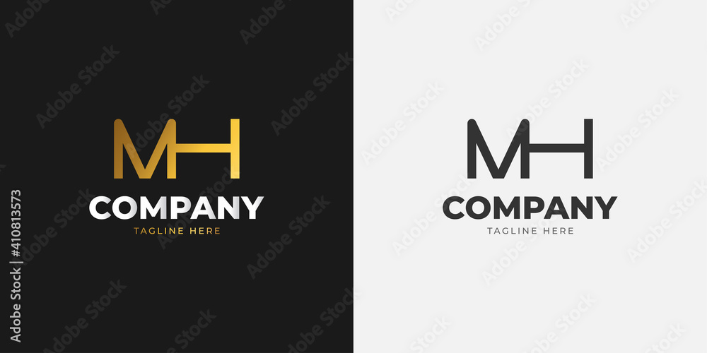 Initial Letter M and H Logo. MH logo with Golden Gradient. Usable for Business Logo. Flat Vector Logo Design Template Element.