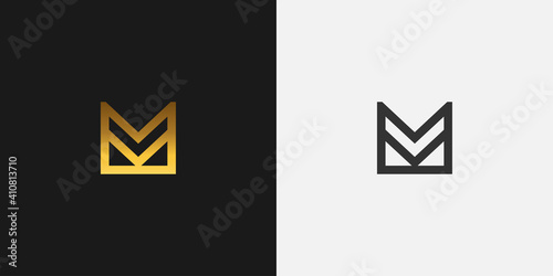 Initial Letter M and V Logo. MV logo with Golden Gradient in Linear Concept. Usable for Business Logo. Flat Vector Logo Design Template Element.