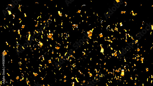 Gold Confetti glittering 3d render