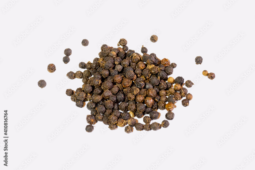 Black pepper was placed on a white background