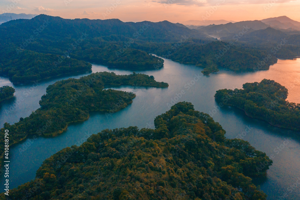 Aerial view of Honghua Lake scenic spot in Huizhou City, Guangdong Province, China Aerial view of Honghua Lake scenic spot in Huizhou City, Guangdong Province, China