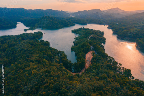 Aerial view of Honghua Lake scenic spot in Huizhou City, Guangdong Province, China photo