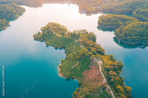 Aerial view of Honghua Lake scenic spot in Huizhou City, Guangdong Province, China photo