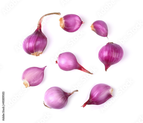 Unwrap purple onion isolated on a white background