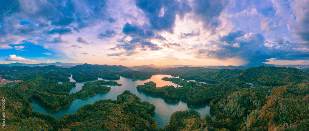 Aerial view of Honghua Lake scenic spot in Huizhou City, Guangdong Province, China Aerial view of Honghua Lake scenic spot in Huizhou City, Guangdong Province, China