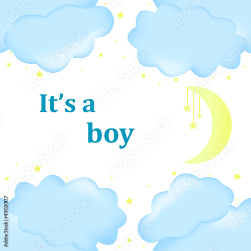 Postcard it's a boy. Vector illustration