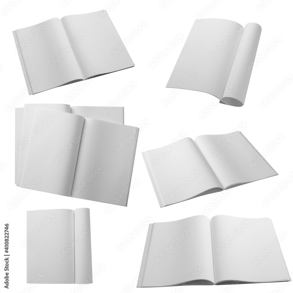Set of blank magazines on white background Set of blank magazines on white background