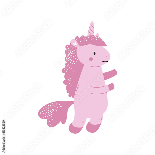 Cute cartoon character unicorn animal. Vector illustration.