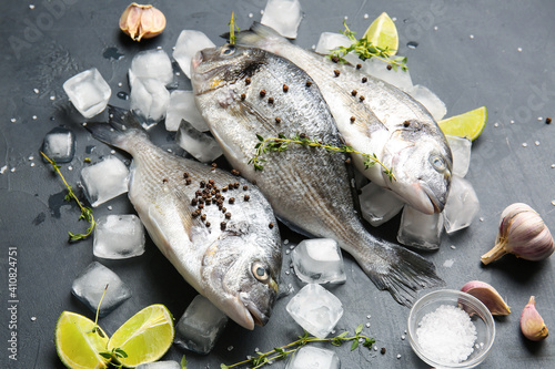 Fresh raw dorado fish with ...