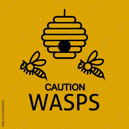 Wasp sting hazard sign, vector illustration.
