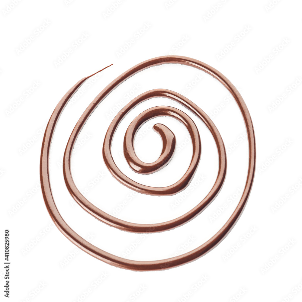 Swirl of melted chocolate on white background Swirl of melted chocolate on white background