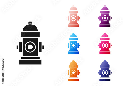 Black Fire hydrant icon isolated on white background. Set icons colorful. Vector.