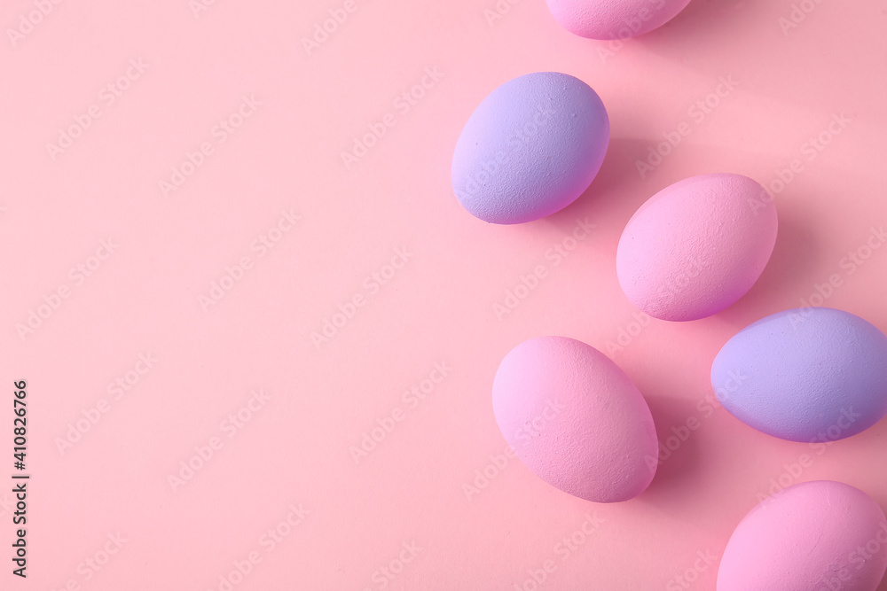 Beautiful Easter eggs on color background Beautiful Easter eggs on color background