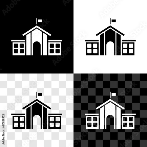 Set United States Capitol Congress icon isolated on black and white, transparent background. Washington DC, USA. Vector.