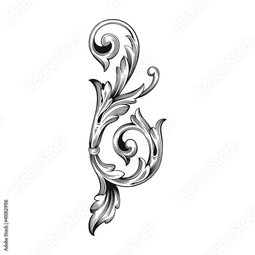 Vintage Baroque Victorian frame border floral ornament leaf scroll engraved retro flower pattern decorative design tattoo black and white Japanese filigree calligraphic vector heraldic swirl
