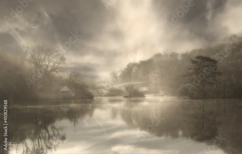 fog over the river photo