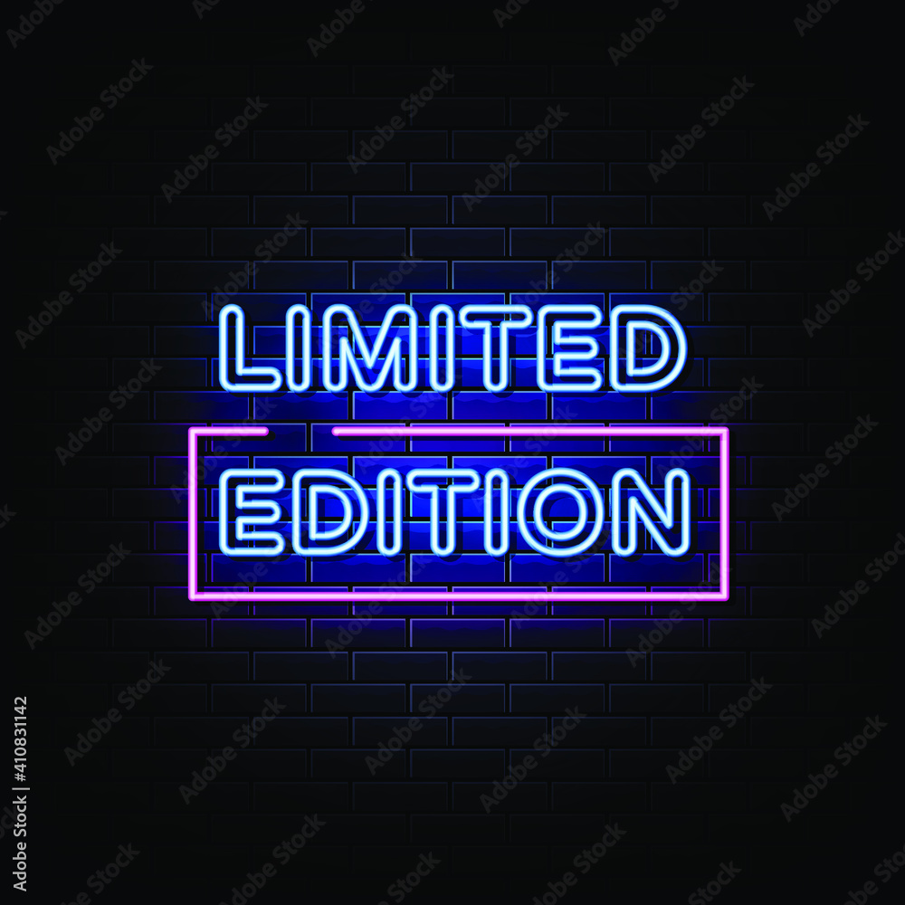 Limited Edition Neon Signs Style Text Vector