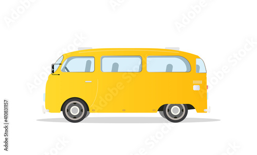Yellow bus sign icon. Public transport symbol. Flat vector stock illustration.