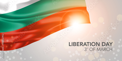 Bulgaria happy liberation day vector banner, greeting card
