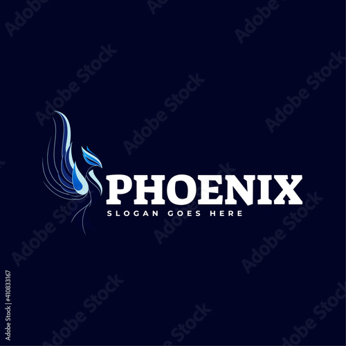 Vector Logo Illustration Phoenix Gradient Colorful Style.
