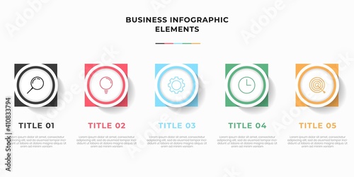Presentation business infographic template with 3 options or steps. Modern infographic design template. Creative concept of five stages of business project