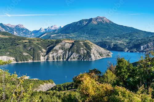 Fototapeta Naklejka Na Ścianę i Meble -  Lake Serre-Poncon, Lac de Serre-Poncon is a lake in southeast France near Gap.