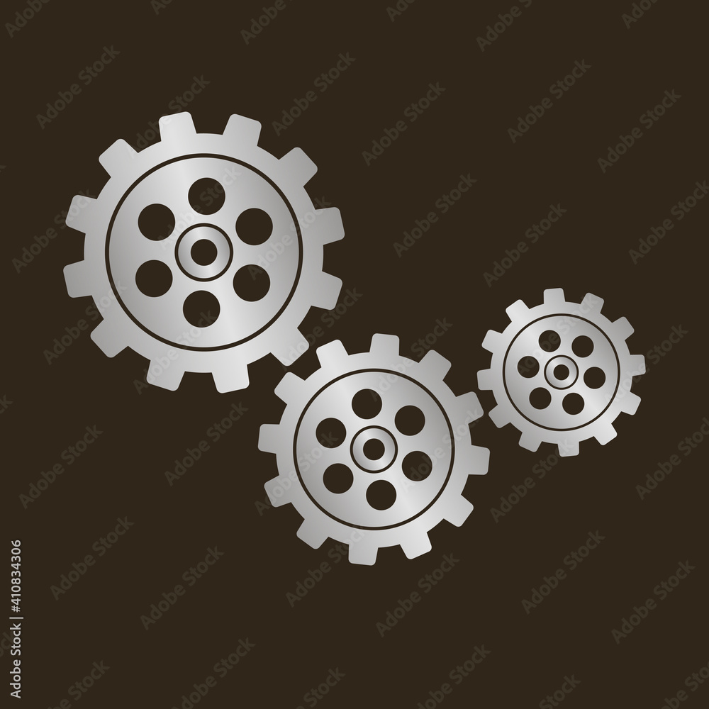 Metal gears set. Factory gears vector icon. Mechanical gear. The image of the gear. Machine gear. Cogwheel gear. Metal gears set. Factory gears vector icon. Mechanical gear. The image of the gear. Machine gear. Cogwheel gear.