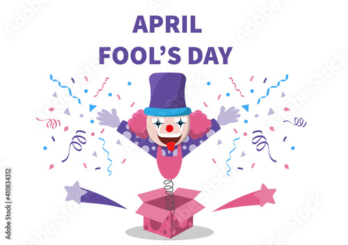 Celebration Happy April Fool's Day Wearing a Jester Hat Background Design. Vector Illustration.