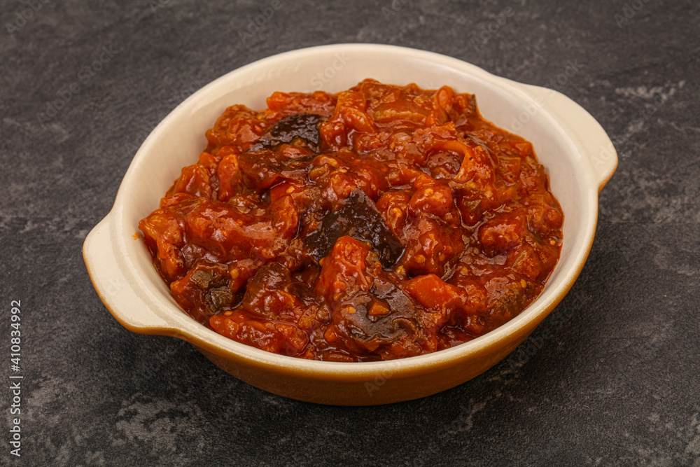 Eggplant saute with tomato and herbs Eggplant saute with tomato and herbs