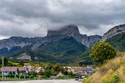 Mont Aiguille near Clelles in the French Vercors mountains in France photo