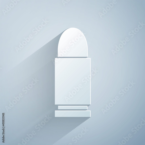 Paper cut Bullet icon isolated on grey background. Paper art style. Vector.