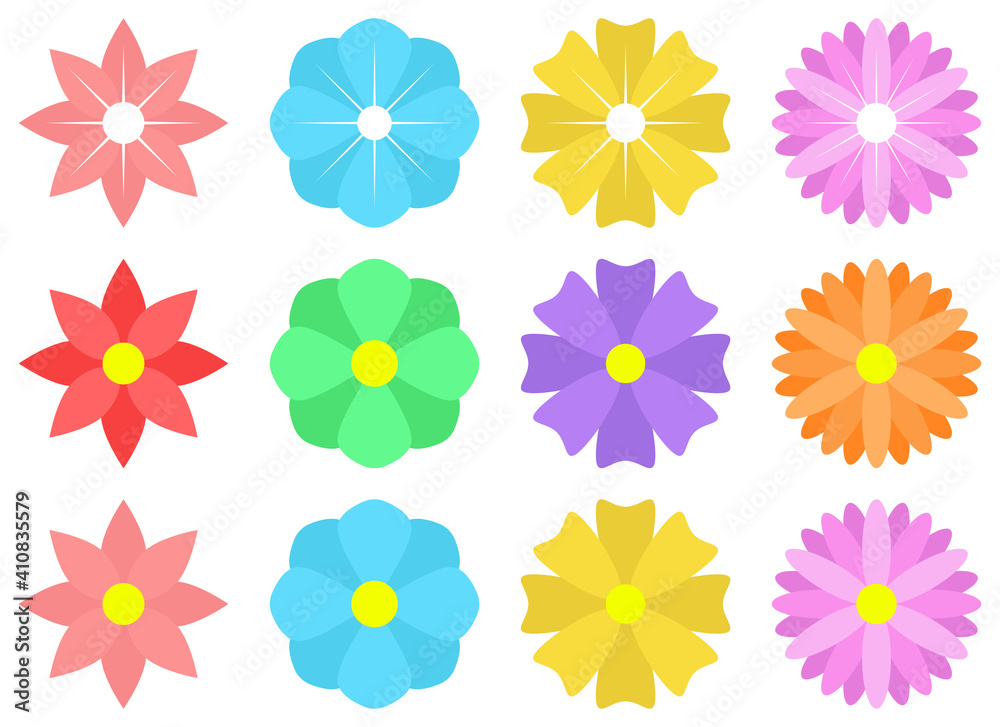 Geometric flowers vector design illustration isolated on white background