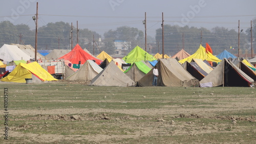 Prayagraj, Uttar Pradesh India- January 30 2021: A refugee camp set up by the international organizations to help communities like Rohingya.
