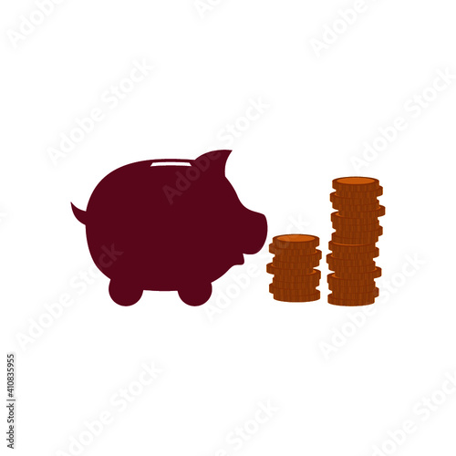 Coins piggy bank icon isolated on white background