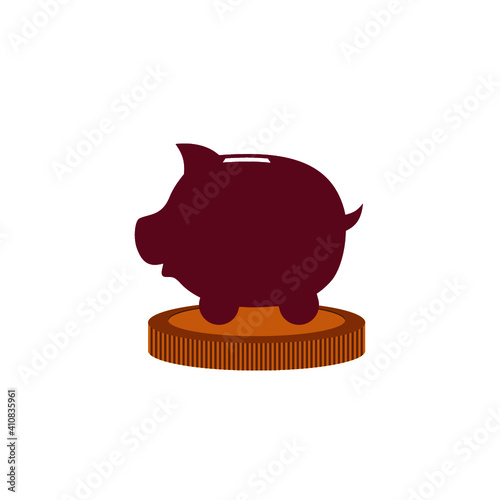 Coins piggy bank icon isolated on white background