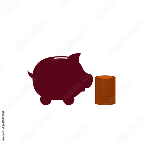 Coins piggy bank icon isolated on white background